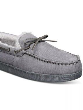 Club Room Mens Faux-Suede Moccasin Slip Grey